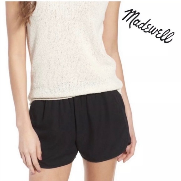 Madewell Drapey Pull-On Shorts in True Black Women’s XXS - Picture 2 of 9